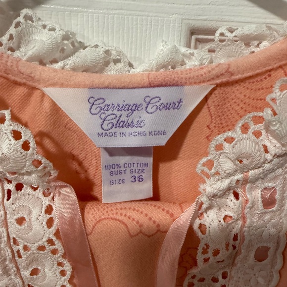 NWT vintage Flannel Nightwear set, with pants in Soft peach, bust size 36 - Picture 4 of 9